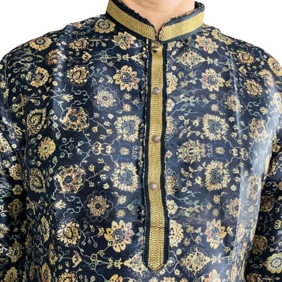 Mens Silk Indian Digital print super soft Kurta Set - Picture 2 of 8